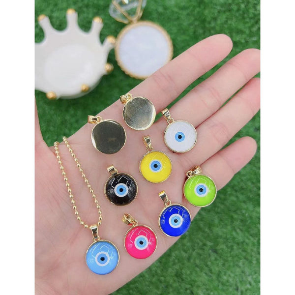 Dark Blue Evil Eye Enamel 18K Gold Necklace Pendant Chain Women Bulk Main image