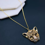 Copper Cubic Zirconia Gold Tiger Head Pendant Chain For Women Bulk