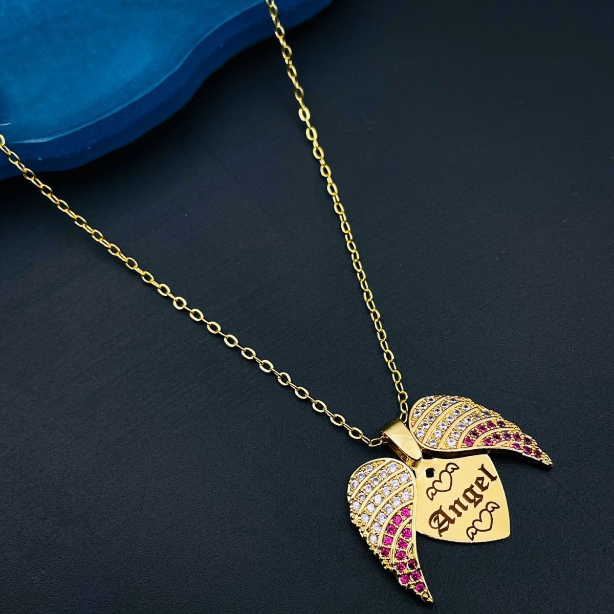Angle Wings Heart Love Pink Pendant Chain Women Bulk
