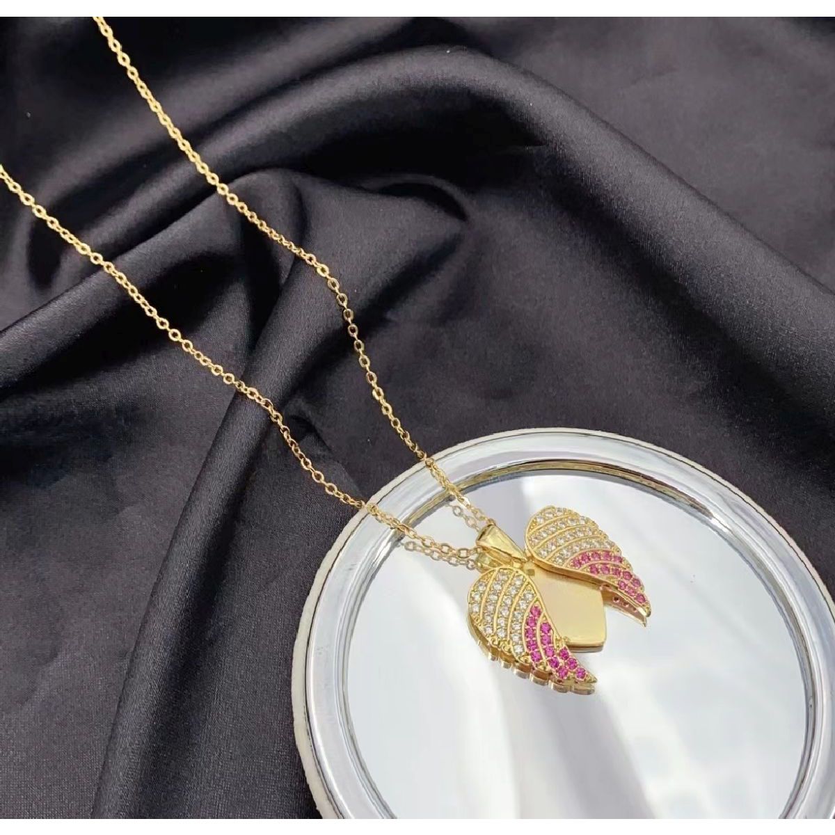 Angle Wings Heart Love Pink Pendant Chain Women Bulk