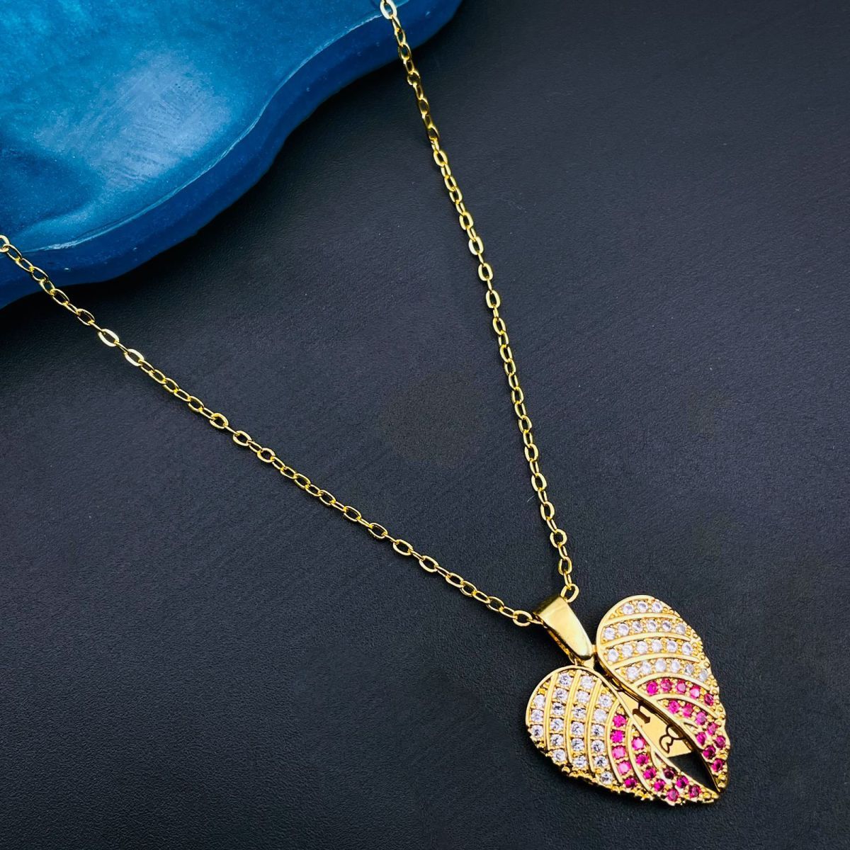 Angle Wings Heart Love Pink Pendant Chain Women Bulk