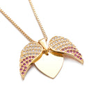 Angle Wings Heart Love Pink Pendant Chain Women Bulk