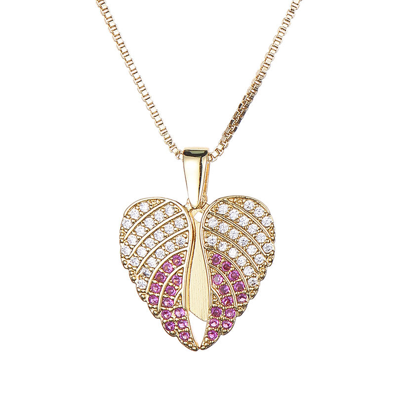 Angle Wings Heart Love Pink Pendant Chain Women Bulk