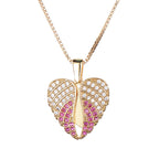 Angle Wings Heart Love Pink Pendant Chain Women Bulk