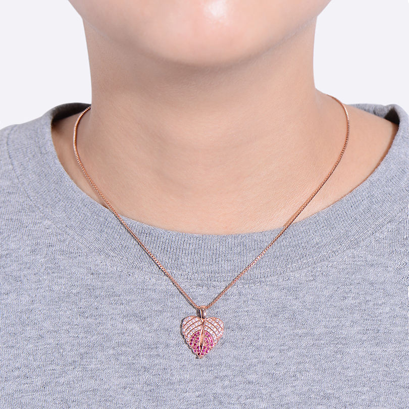 Angle Wings Heart Love Pink Pendant Chain Women Bulk