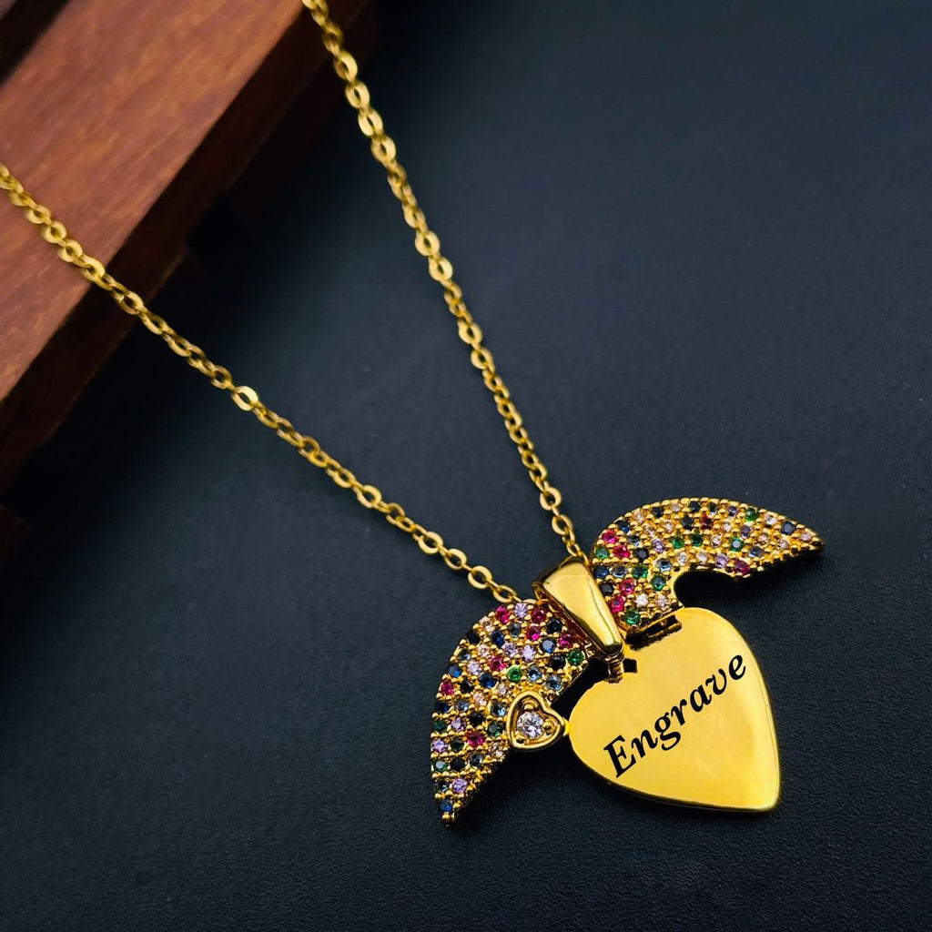 Angle Wings Heart Love Multi Color Pendant Chain For Women Bulk