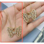 Butterfly Baguette Cubic Zirconia 18K Gold Copper Pendant Chain Bulk