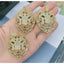 Large Tiger Green Eye Cubic Zirconia 18K Gold Pendant Chain Bulk