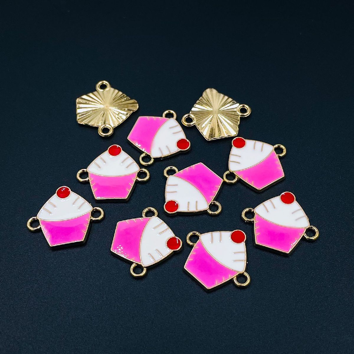 Copper Enamel Pink White Gold Ice Cream Charm For Women Pack Of_6 Main image