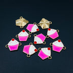 Copper Enamel Pink White Gold Ice Cream Charm For Women Pack Of_6