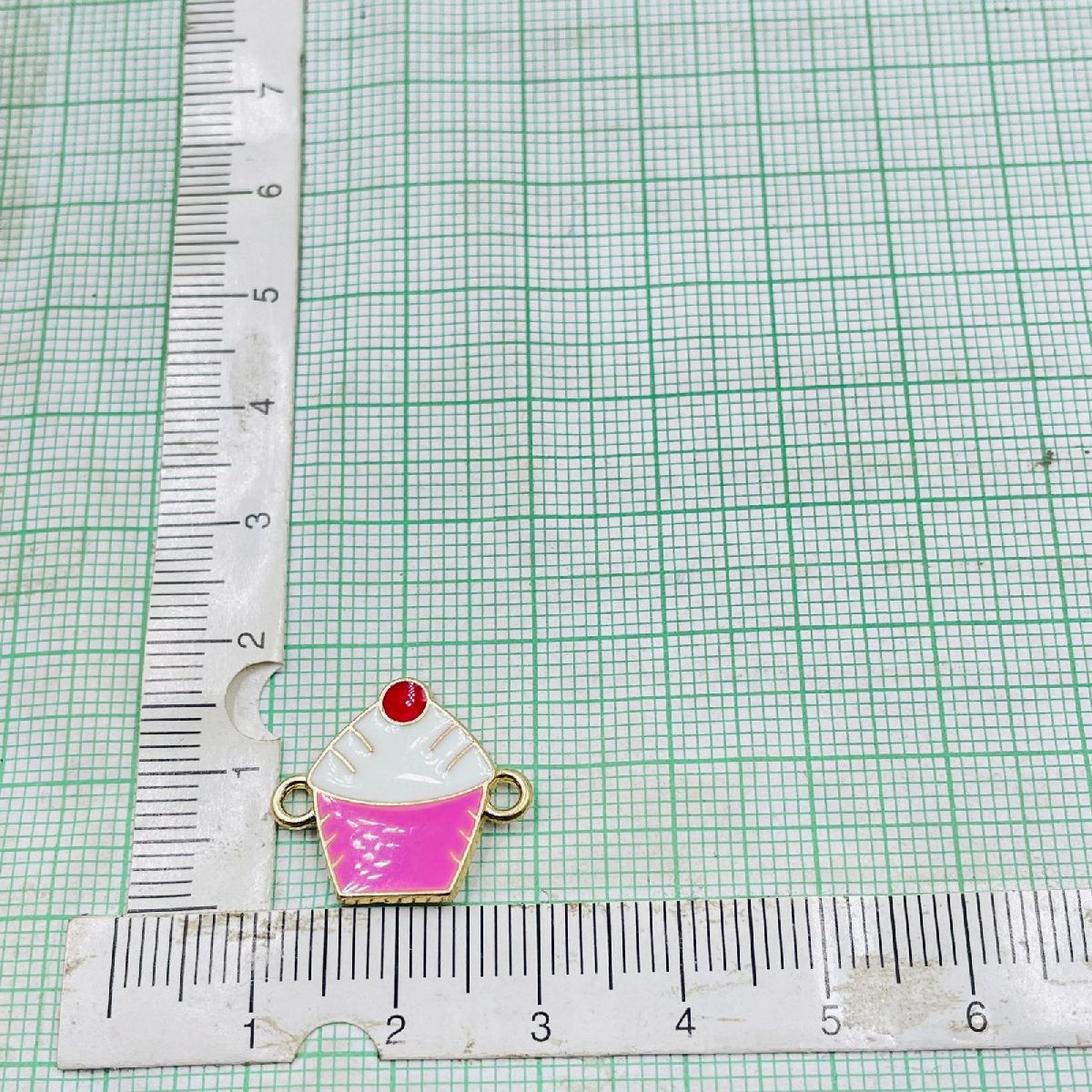 Copper Enamel Pink White Gold Ice Cream Charm For Women Pack Of_6