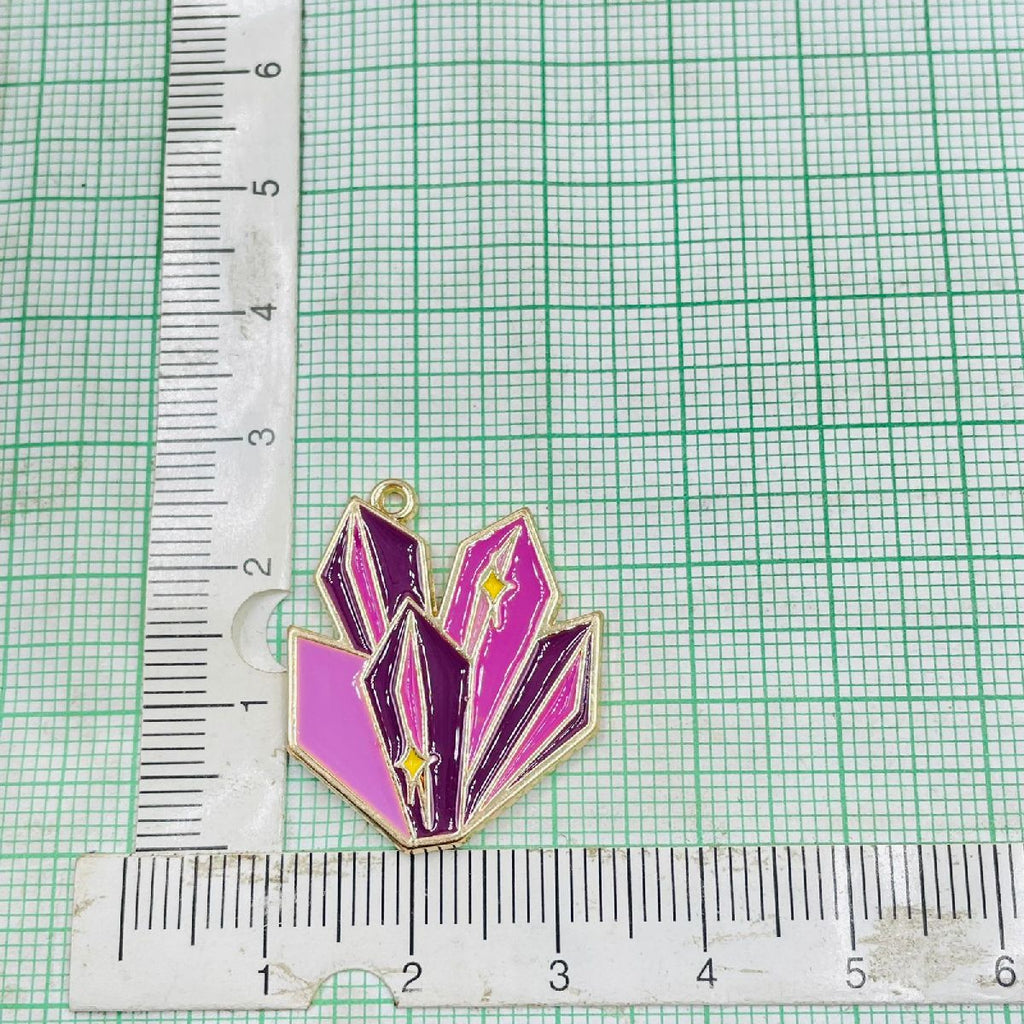 Copper Enamel Pink Purple Gold Cluster Charm For Women Pack Of_6