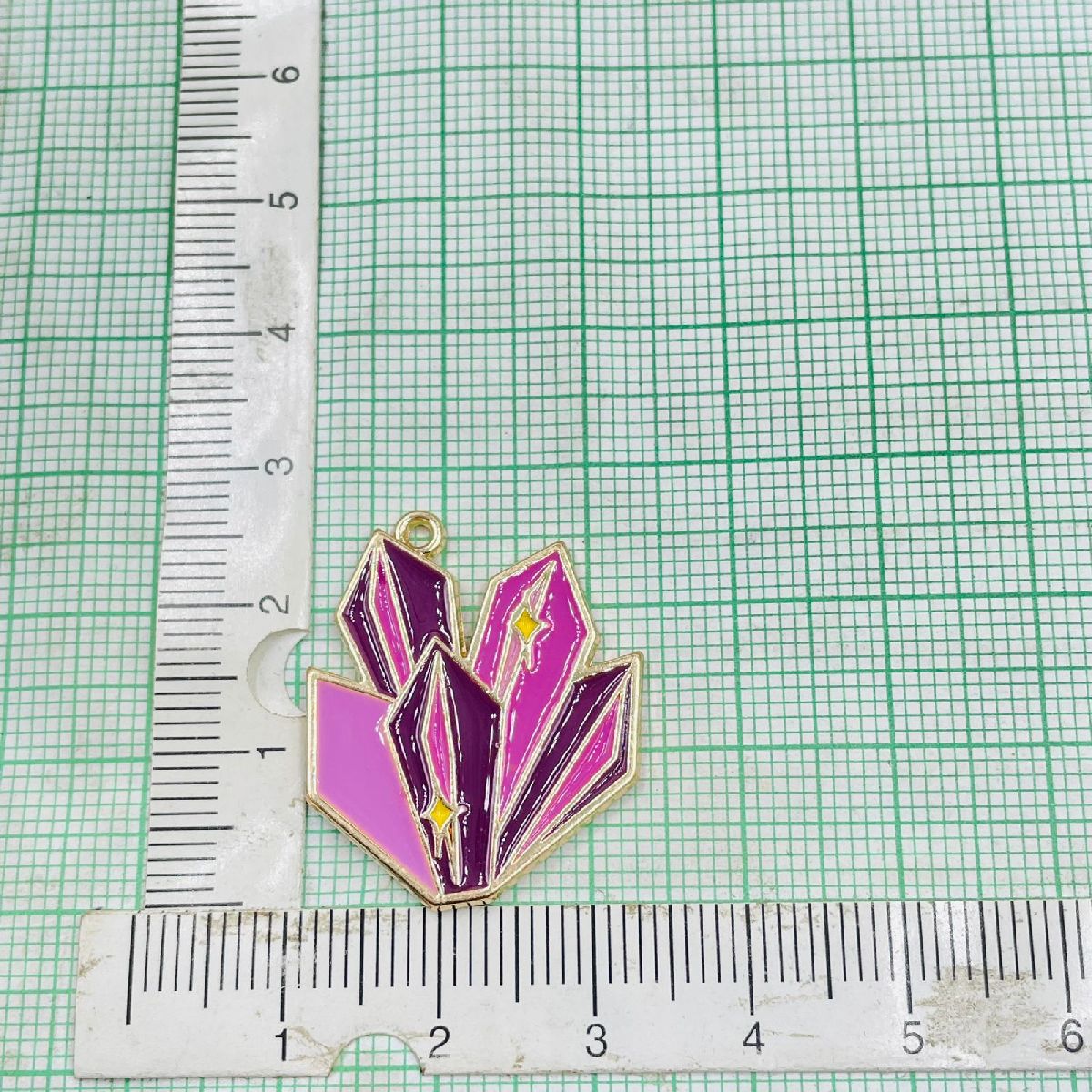 Copper Enamel Pink Purple Gold Cluster Charm For Women Pack Of_6