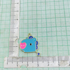 Copper Enamel Blue Pink Gold Cartoon Pig Charm For Women Pack Of_6