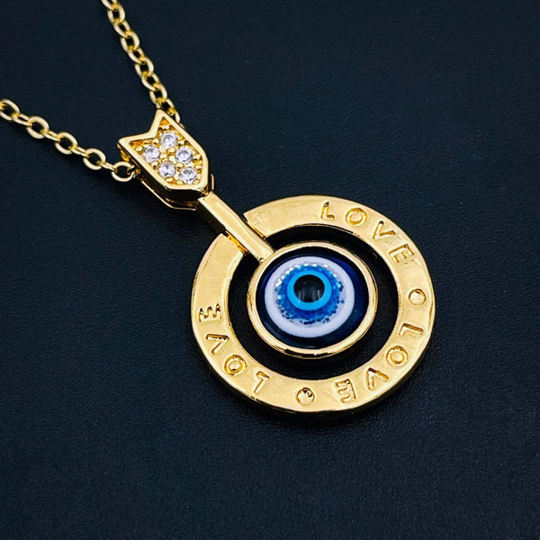 Love Evil Eye Engrave CZ 18K Gold Copper Pendant Chain Bulk Secondary image