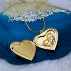 Large White Heart Love Mother of Pearl Openable Photo Frame Pendant Chain for Women