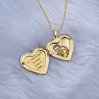 Large White Heart Love Mother of Pearl Openable Photo Frame Pendant Chain for Women