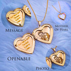 Large White Heart Love Mother of Pearl Openable Photo Frame Pendant Chain for Women