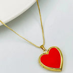 Turquoise Heart Love Mother of Pearl Openable Photo Frame Pendant Chain for Women