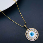 Evil Eye Mother Of Pearl Oval CZ 18K Gold Pendant Chain Bulk