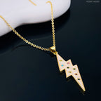 Lightening Thunder White Enamel 18K Gold Pendant Chain For Women Bulk