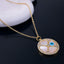 Four Hearts Love Mother of Pearl Evil Eye Medallion 18K Gold Pendant Chain for Women