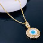Mother Of Pearl Medallion Cubic Zirconia 18K Gold Pendant Chain Bulk