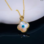 Clover Mother Of Pearl Evil 18K Gold Pendant Chain For Women Bulk