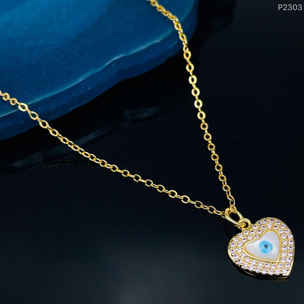 Love Heart Mother Of Pearl Evil 18K Gold Pendant Chain For Women Bulk Main image