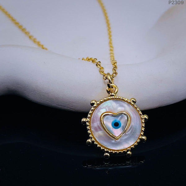 Heart Love Evil Eye 18K Gold Pendant Chain For Women Bulk Main image