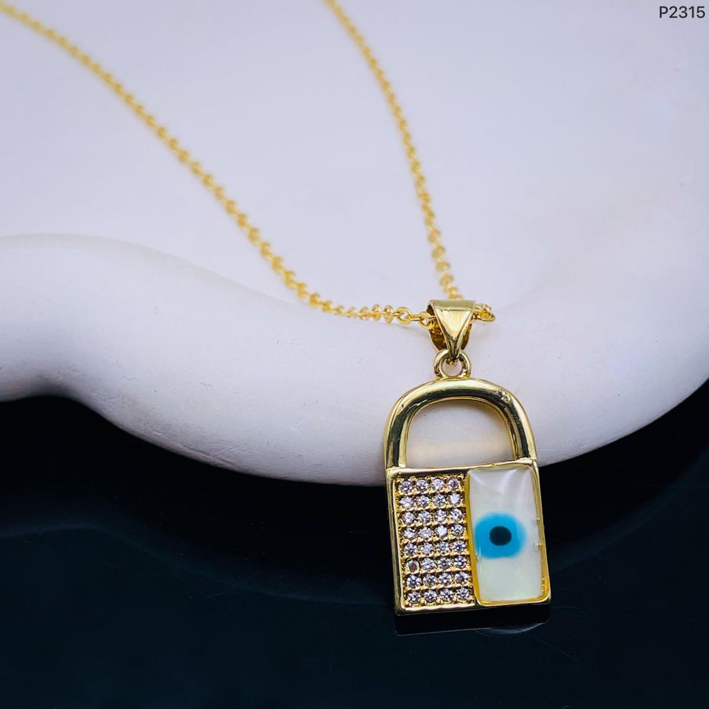 Lock Mother Of Pearl 18K Gold Pendant Chain For Women Bulk