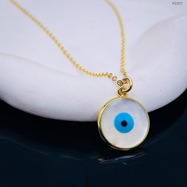 Dainty Mother Of Pearl Evil Eye 18K Gold Pendant Chain For Women Bulk Main image