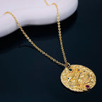Pisces Beaten 18K Gold Medallion Zodiac Sign Chain For Women Bulk