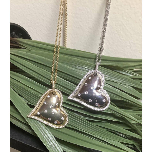 Heart Gold Cubic Zirconia Copper Pendant Chain For Women Bulk Main image