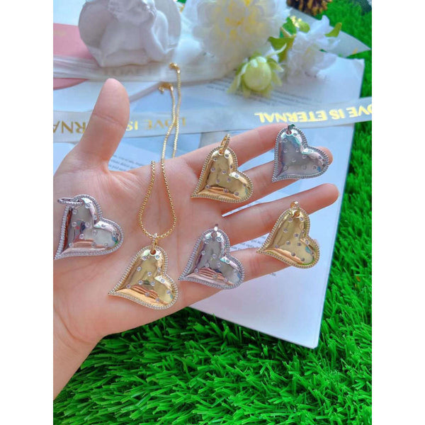 Heart Gold Cubic Zirconia Copper Pendant Chain For Women Bulk Secondary image