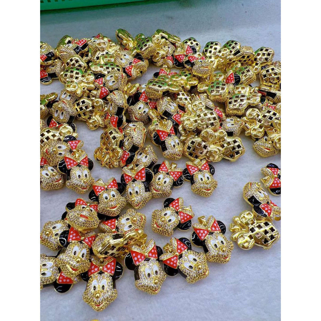 Minnie Mouse Red Cubic Zirconia Copper Pendant Chain For Women Bulk