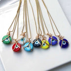 Multi Color Evil Eye Hand Wrapped Gold Copper Pendant Chain Wholesale