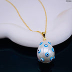 White Drop Pearl Evil Eye 18K Gold Pendant Chain For Women Bulk