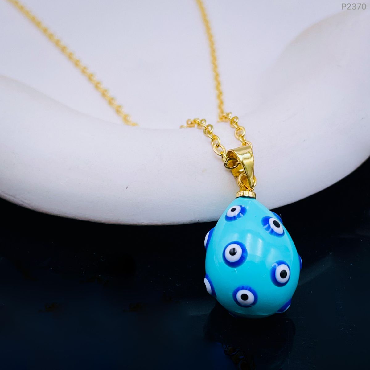 White Drop Pearl Evil Eye 18K Gold Pendant Chain For Women Bulk