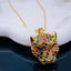Panther Face Multi Color Gemstone Studded 18K Gold Pendant Chain Bulk
