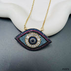 Evil Eye Pink Blue Baguette Cubic Zirconia 18K Gold Pendant Chain Bulk
