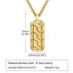 Zig Zag 18K Matte Gold 316L Stainless Steel Dog Tag Customized Personalised Laser Engraved Pendant Chain for Men