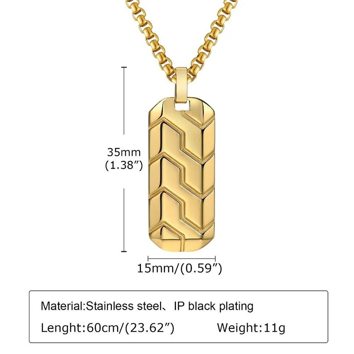Zig Zag 18K Matte Gold 316L Stainless Steel Dog Tag Customized Personalised Laser Engraved Pendant Chain for Men