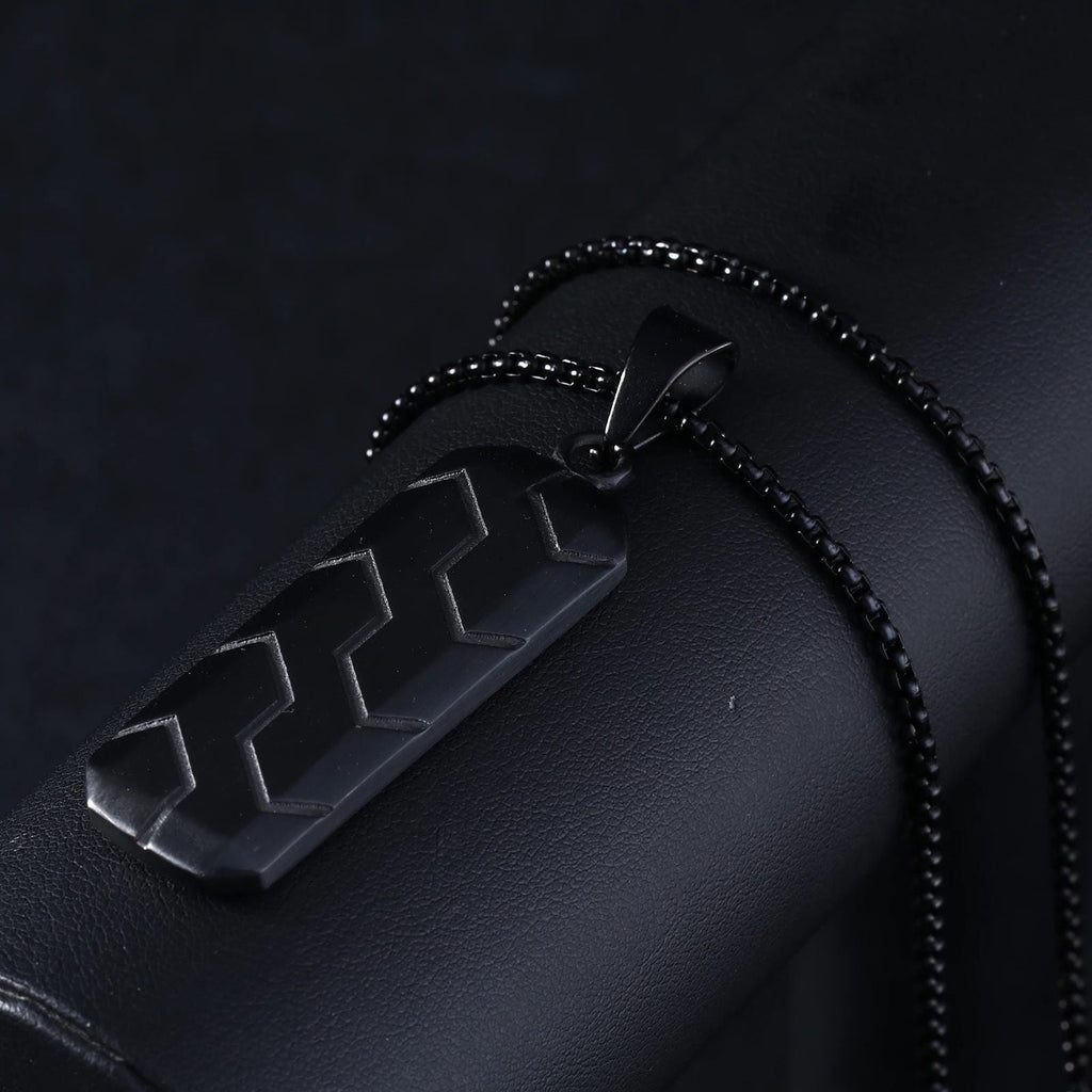 Zig Zag 18K Matte Gold 316L Stainless Steel Dog Tag Customized Personalised Laser Engraved Pendant Chain for Men