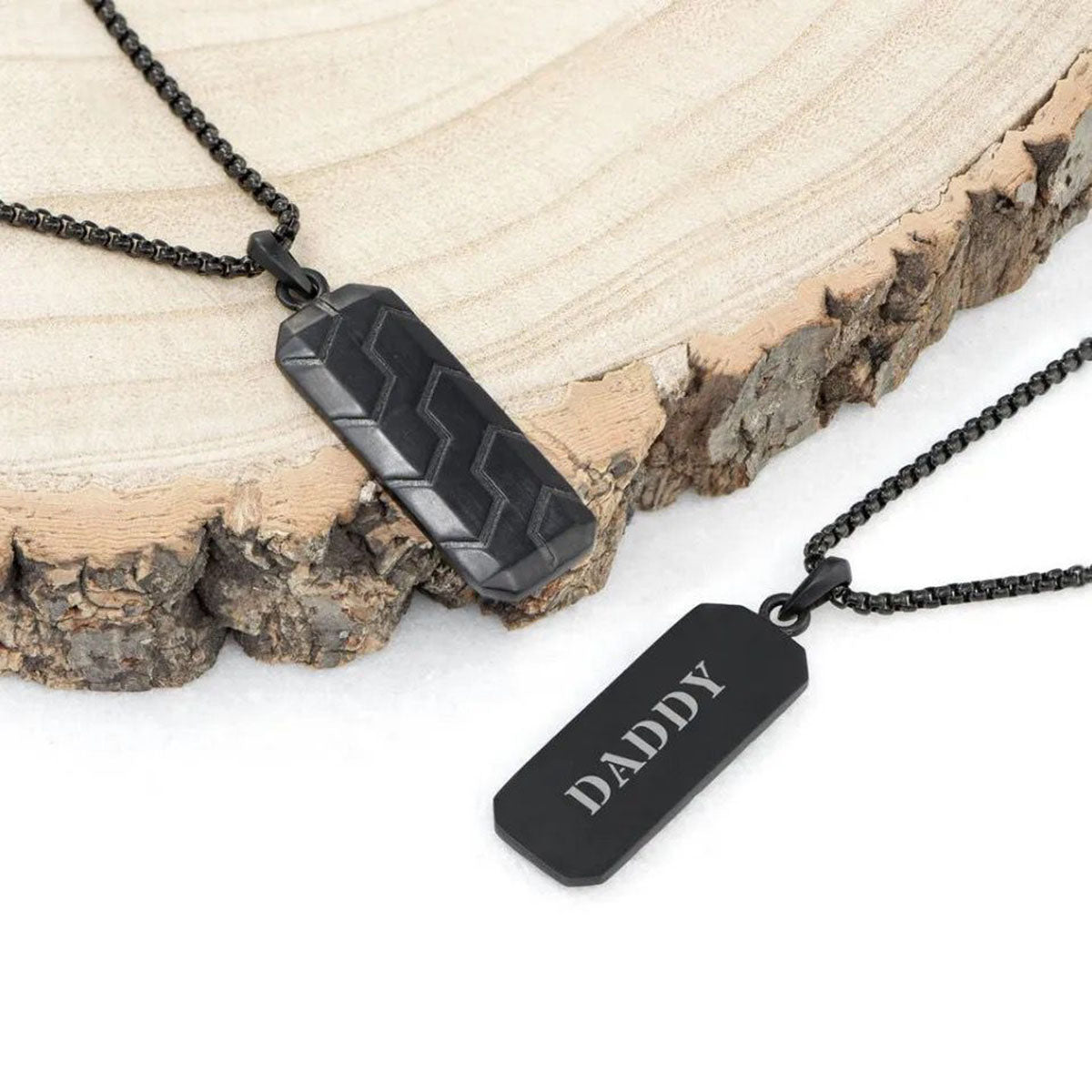 Zig Zag 18K Matte Gold 316L Stainless Steel Dog Tag Customized Personalised Laser Engraved Pendant Chain for Men