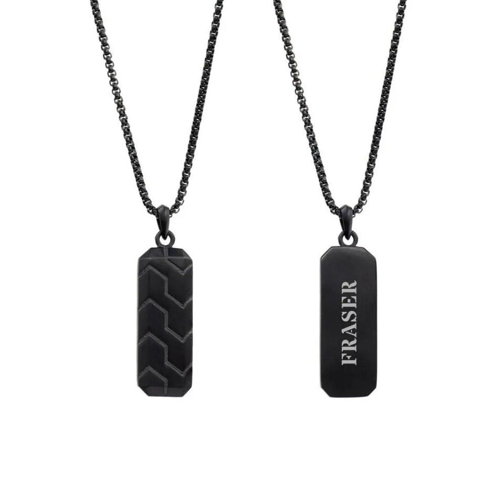 Zig Zag 18K Matte Gold 316L Stainless Steel Dog Tag Customized Personalised Laser Engraved Pendant Chain for Men