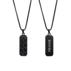 Zig Zag 18K Matte Gold 316L Stainless Steel Dog Tag Customized Personalised Laser Engraved Pendant Chain for Men