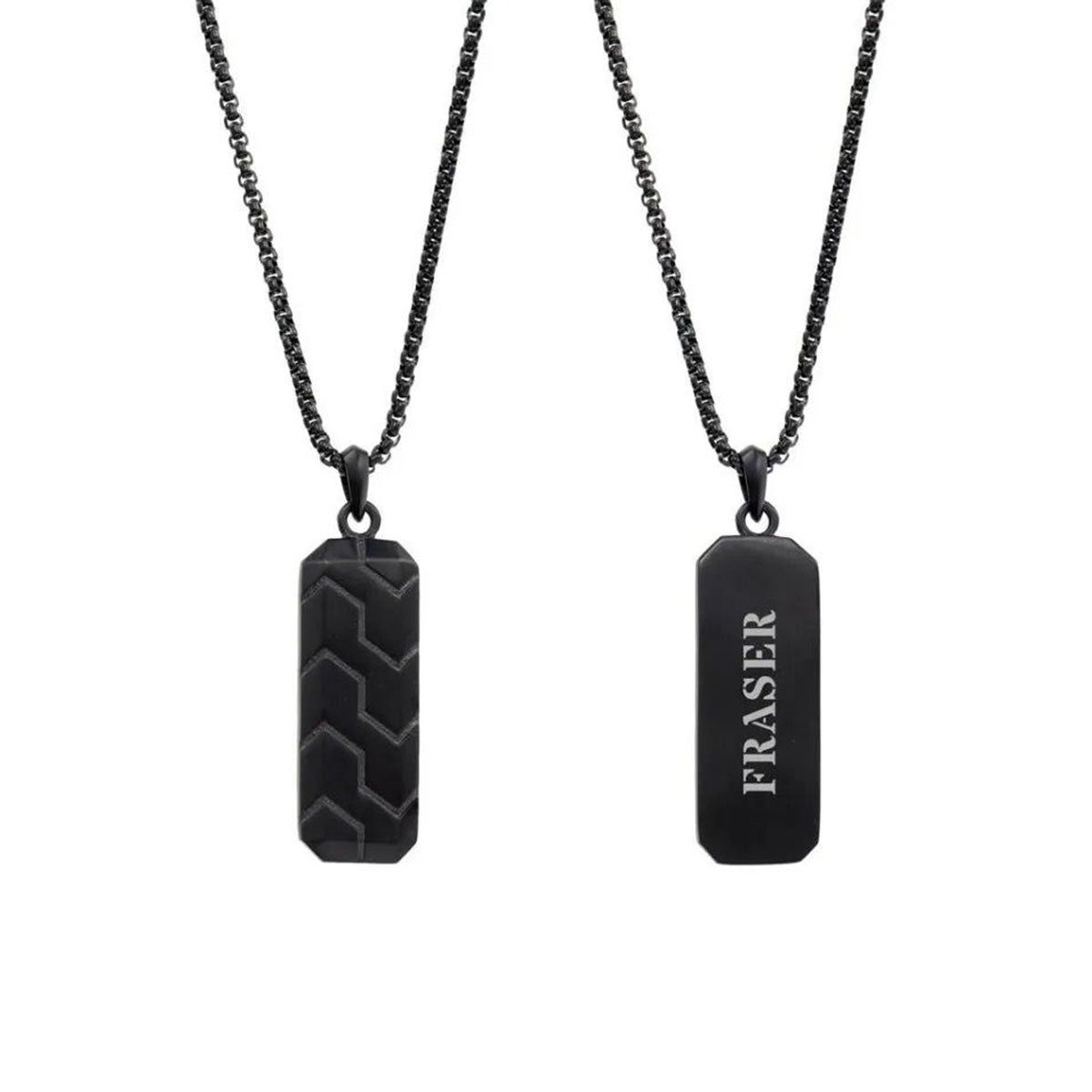 Zig Zag 18K Matte Gold 316L Stainless Steel Dog Tag Customized Personalised Laser Engraved Pendant Chain for Men