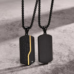 Leather Finish Gold Black 316L Stainless Steel Dog Tag Customized Personalised Laser Engraved Pendant Chain for Men