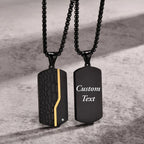 Leather Finish Gold Black 316L Stainless Steel Dog Tag Customized Personalised Laser Engraved Pendant Chain for Men